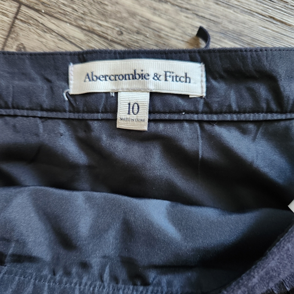 Abercrombie & Fitch Black Fringe Faux Suede Leather Mini Skirt Size 10 - Picture 4 of 10